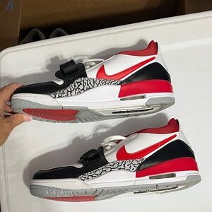 Nike Air Jordan Black, White, and Red Sneakers